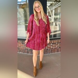 ($6Bundled) Striped Velvet Boutique Dress